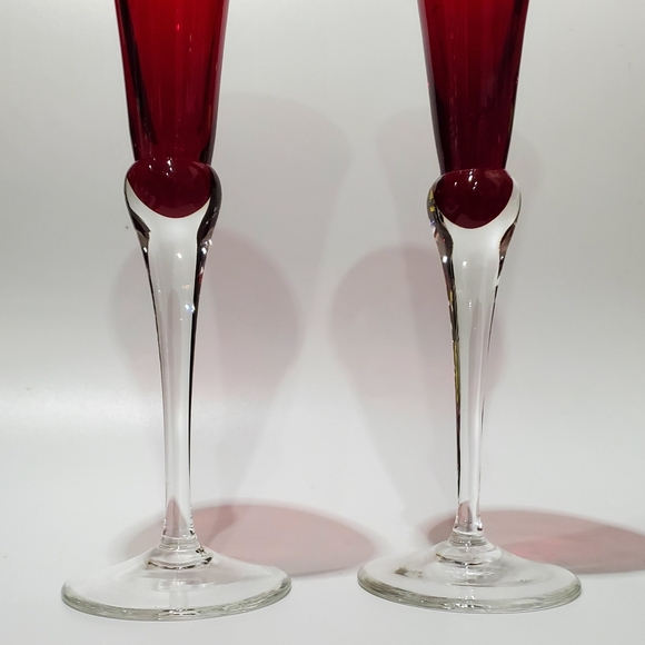 (2) Lenox 11" Holiday Gems Ruby Fluted Glasses - Picture 7 of 13
